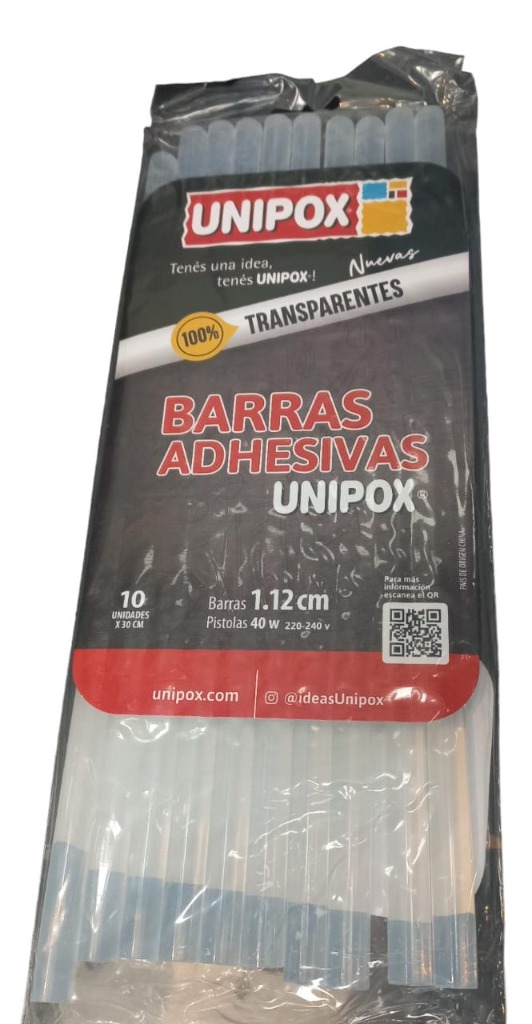 BARRA SILICONA GRUESA 30cm X 10u. UNIPOX .